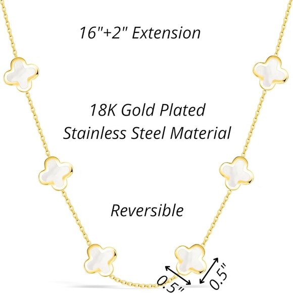 Four Leaf Clover Choker Necklace for Women | 18K Gold Plated Lucky 4 Leaf Jewelr - Picture 4 of 5